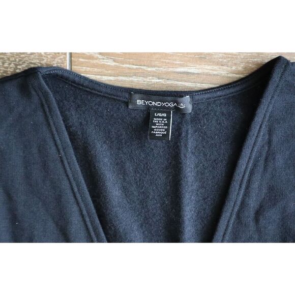 Beyond Yoga CF6136 Women's Sz L Black Overlapping V-Neck L/S Jumpsuit - Picture 3 of 15